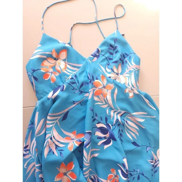 NWD Scanlan Theodore Leafy Print Asymmetrical Hem Dress Size US 4 Blue - Picture 9 of 15